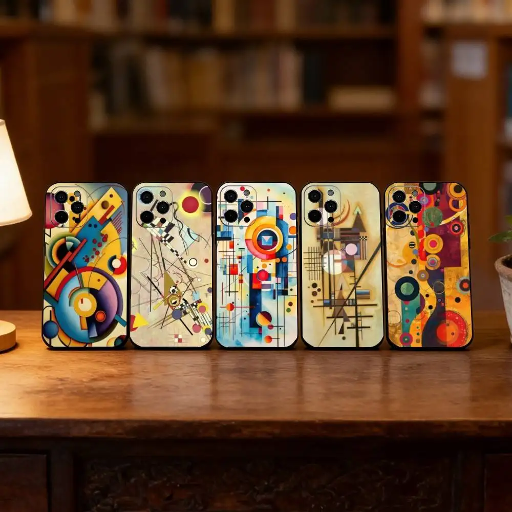 

Art Wassily Kandinsky Phone Case For iPhone 17,16,15,14,13,12,11 Plus,Pro Max,XS,Soft Silicone Black Cover