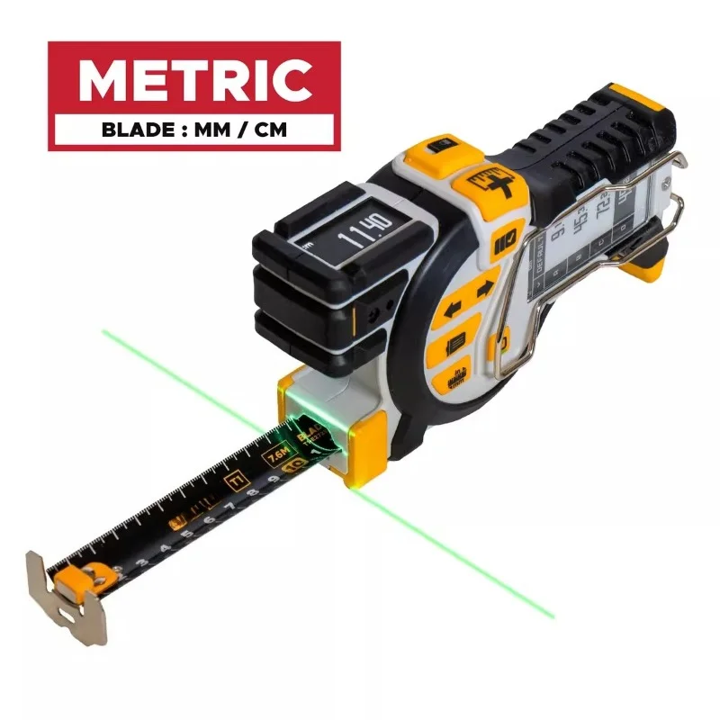 T1 Tomahawk 7.6m Dual Display Data Storage Smart Electronic Laser Tape Measure