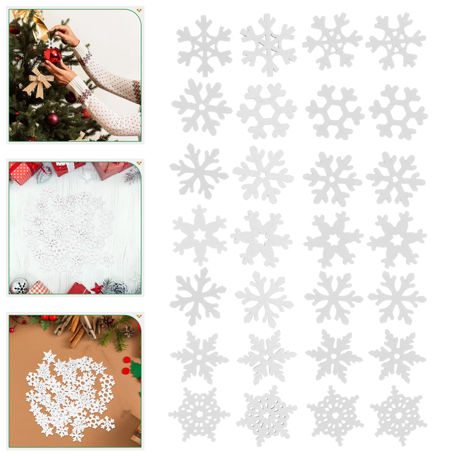 

50 Pcs Crafts Christmas Hanging Decoration Halloween Snowflake Confetti Snowflakes Blank Wood Slices