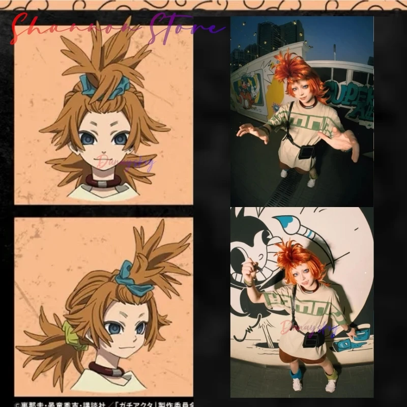 

Abyssmare Remlin Cosplay 코스튬 Light Green Print T-Shirt Brown Shorts With Belt Bag Halloween Anime Outfit For Women Shoes