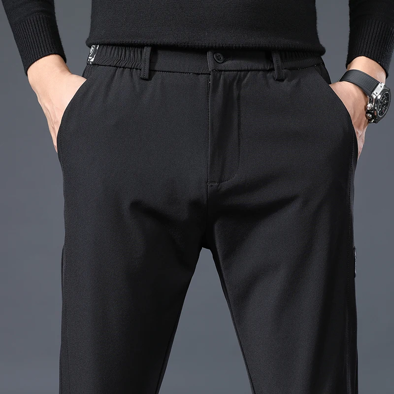 Pantalones finos de algodón para hombre, pantalón informal de cintura elástica, suave, transpirable, para gimnasio, novedad