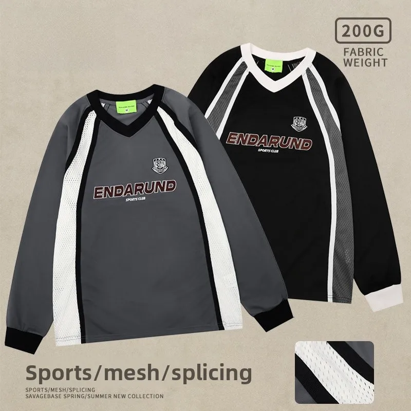 

Мужская толстовка с капюшоном в американском ретро-стиле, дышащая, с цветными вставками, для спорта и тренировок, весна-осень, новая коллекция