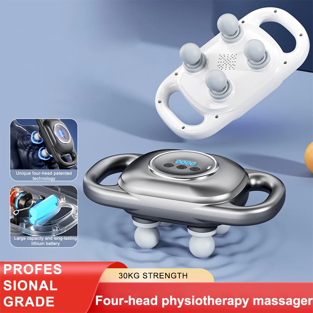 Professional Four Head Fascia Gun Electric 9 Mode 10 Level Percussion Massager Gun Fascia Gun Muscle Relaxation Massage Machine