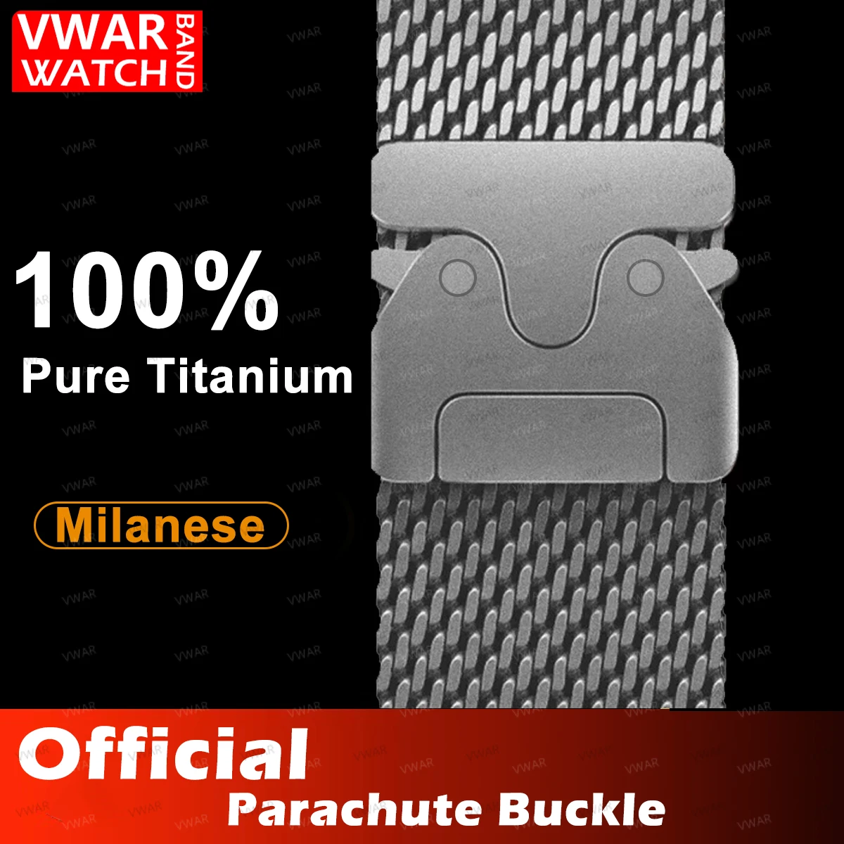 VWAR Titanium Milanese loop for Apple Watch Ultra 3 2 Series 11 10 9 Natural Black band mesh strap for iWatch parachute buckle