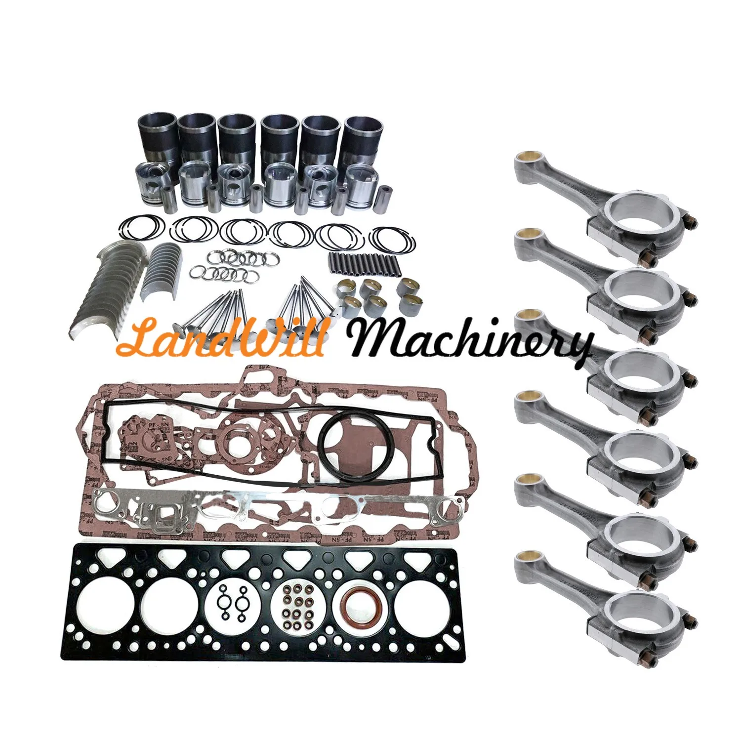 Overhaul Rebuild Kit + 6pcs Connecting Rod Fits For Caterpillar CAT 3056T Engine