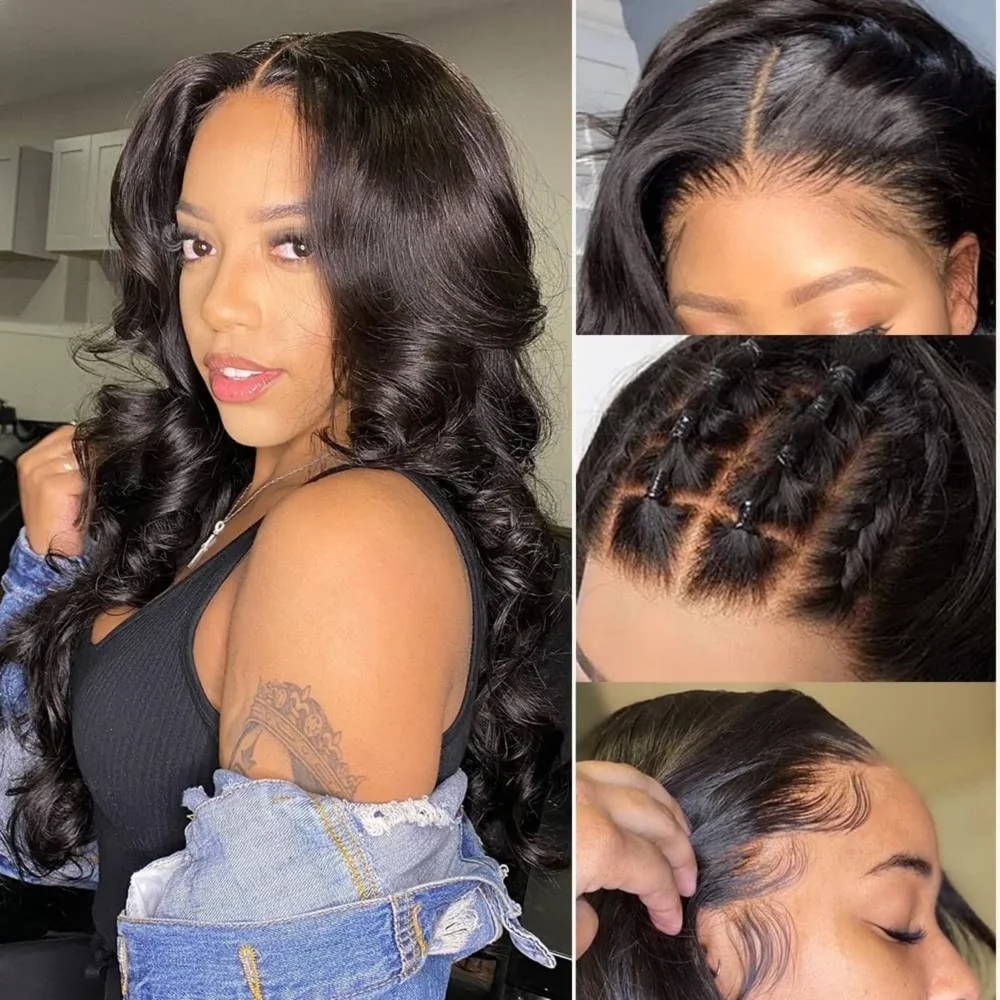 Brazilian Remy Human Hair Lace Front Wig Natural Black Body Wave 13x6 13x4 HD Transparent Lace Frontal Pre Plucked For Women