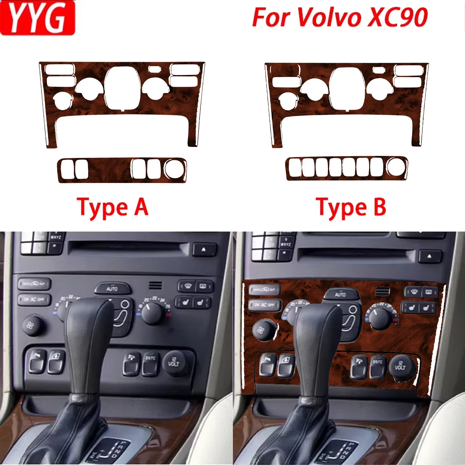 For Volvo XC90 2003—2014 Car Accessories Carbon Fiber Central Air Conditioner AC Panel Interior Cover Trim Sticker Modification