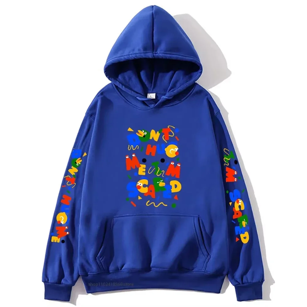 2025 الكرتون الجرافيك لا تعانقني ايم خائفة هوديس الرجال بلوزات للجنسين سوداديراس للنساء الملابس Harajuku أعلى Y2k