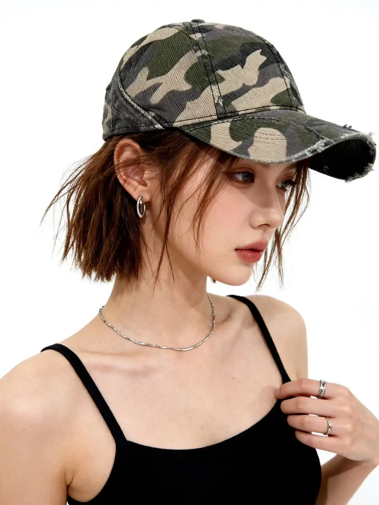 

Washed Fleece Camouflage Baseball Cap Adjustable round Top Street Style Hat for Men And Women Youth Suitable Spring Summer