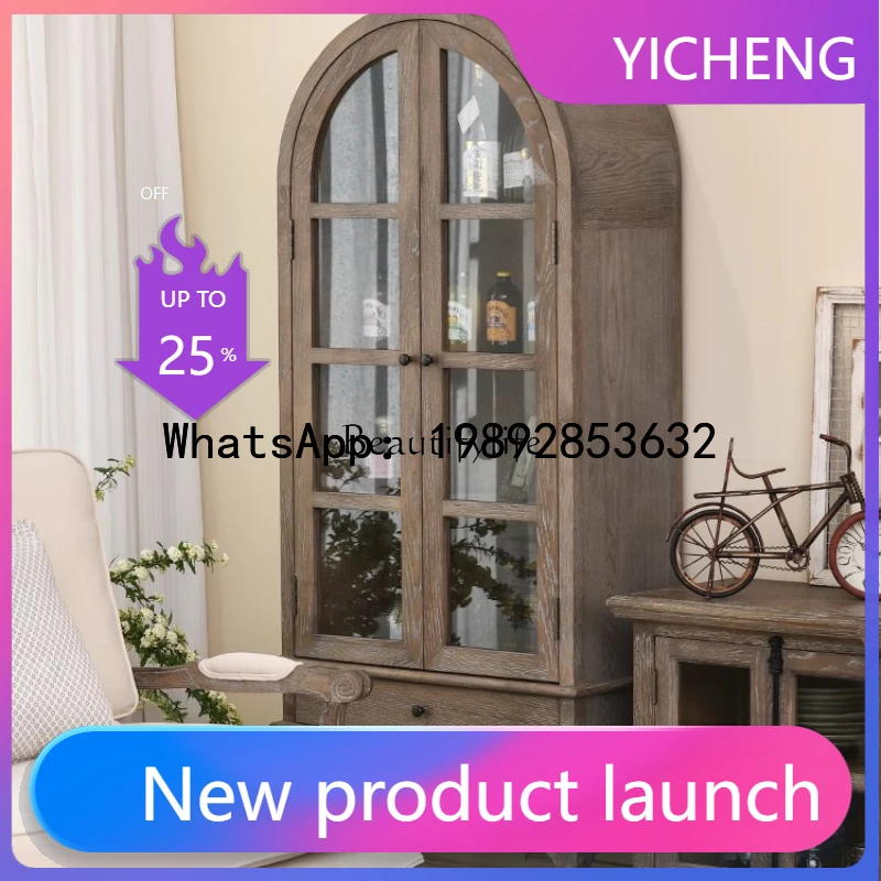 

QQ American country white oak TV side cabinet display living room side wine cabinet