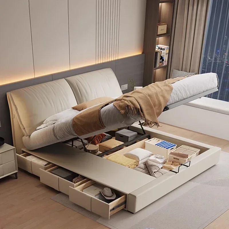 Pop Multifunctional Wooden Bed King Size Children Double Storage Floor Safe Sun Soft Castle Bed Japanese Cama Unique Furniture