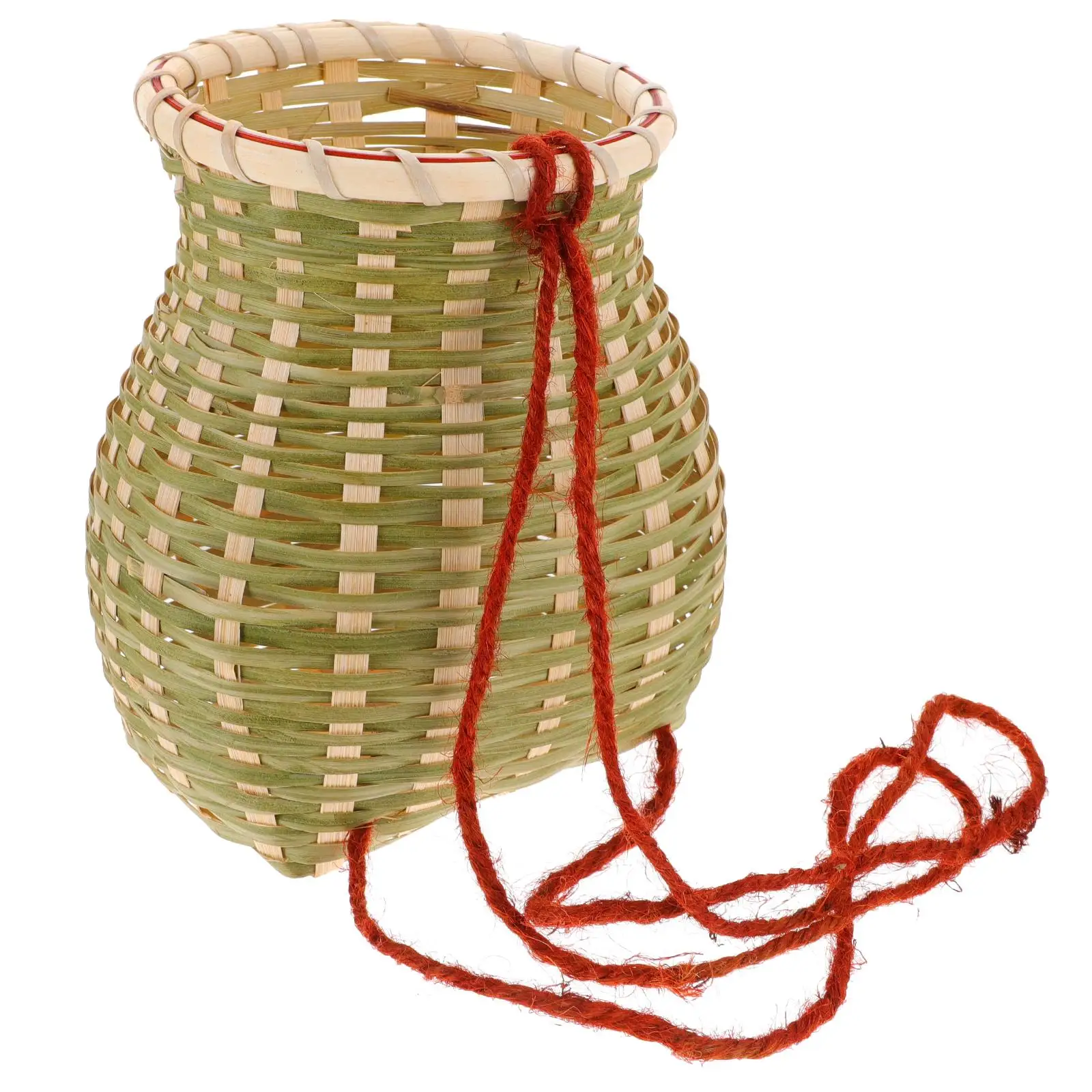 

Bamboo Woven Back Basket Creative Wicker Handmade Portable Knapsack Small Storage Container Fruit Accessories Household Items