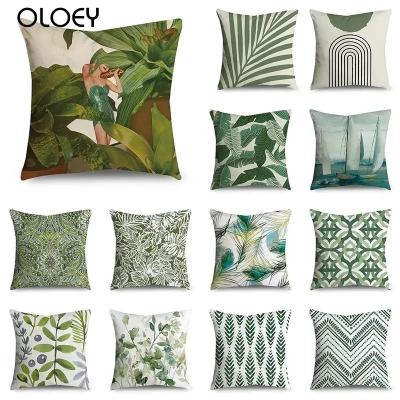 

Green pattern geometric Cushion Cover Pillowcase Sofa Cushions Decorative Polyester Home Decor Pillow Cases 45cm*45cm