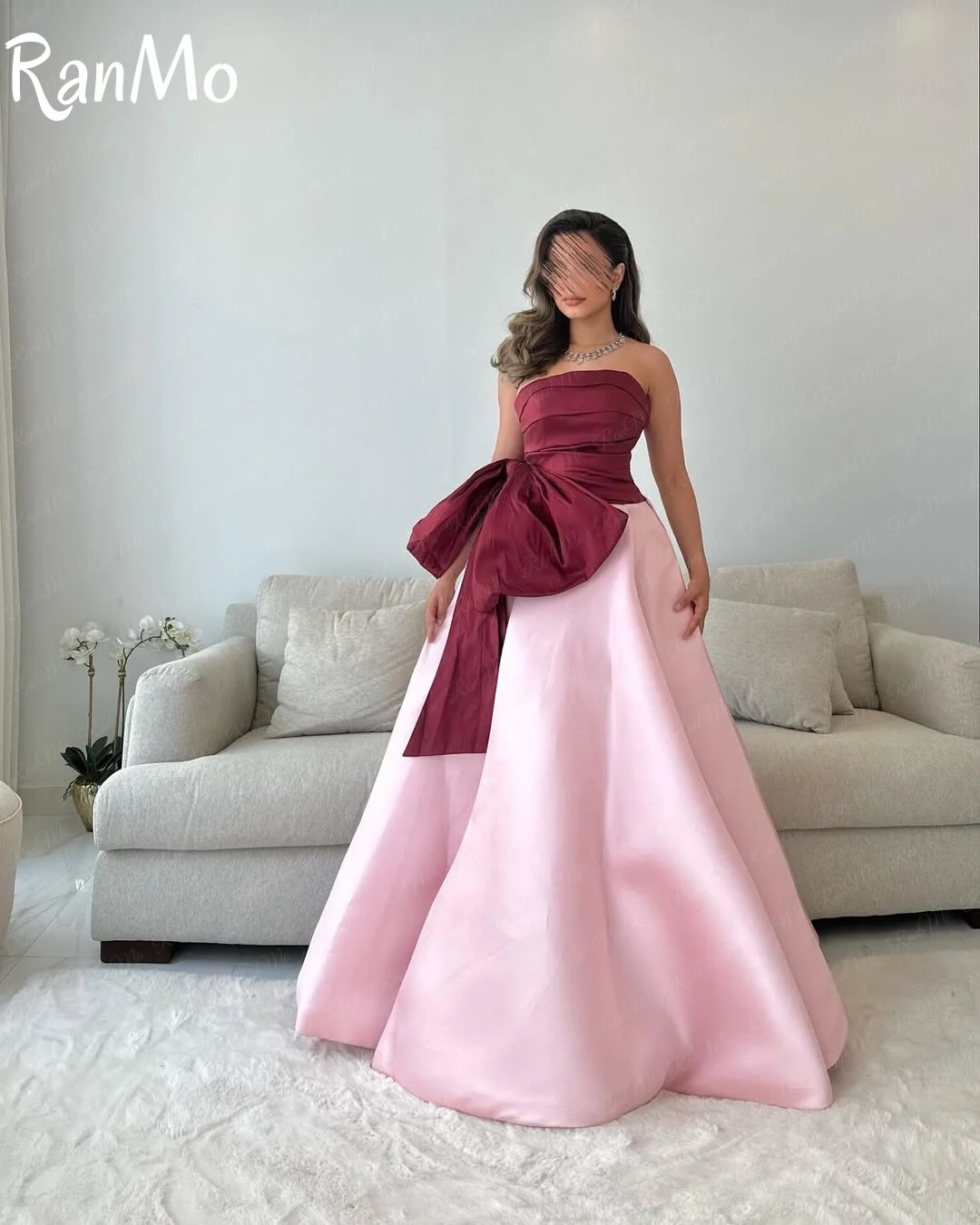 Ranmo Gaun Malam Panjang Dipesan Lebih Dahulu Pesta Tanpa Tali Merah Muda Kustom Gaun Malam Pastrol Uniseks Jersey Retro Dubai Arab Saudi