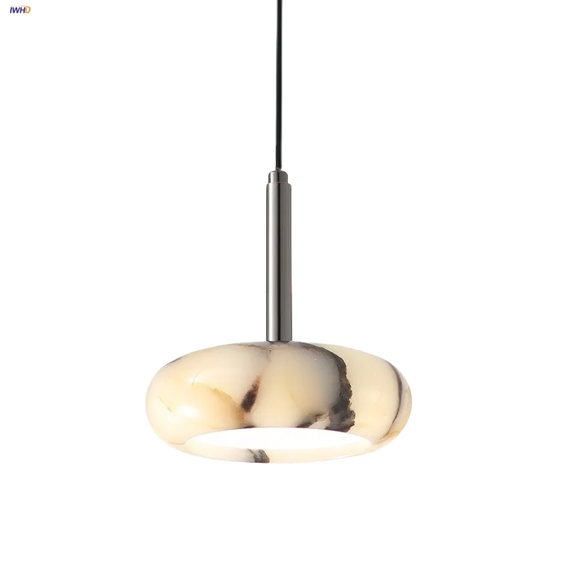 

IWHD Bulgari Luxury Stone LED Pendant Light Fixture Restaurant Aisle Cafe Steel Home Decor Nordic Modern Hanging Lamp Luminaire