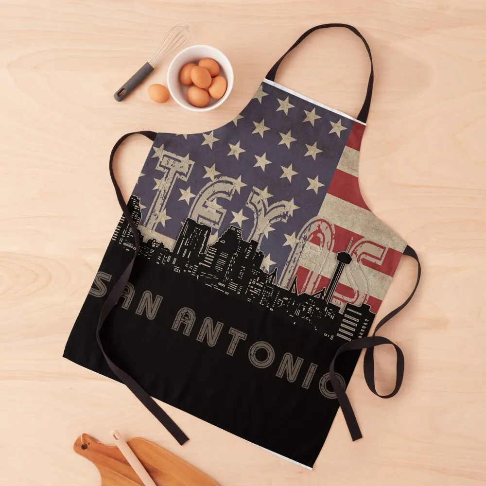 

san antonio skyline flag Apron man chef uniform Men'ss work gowns for women cleaning Apron