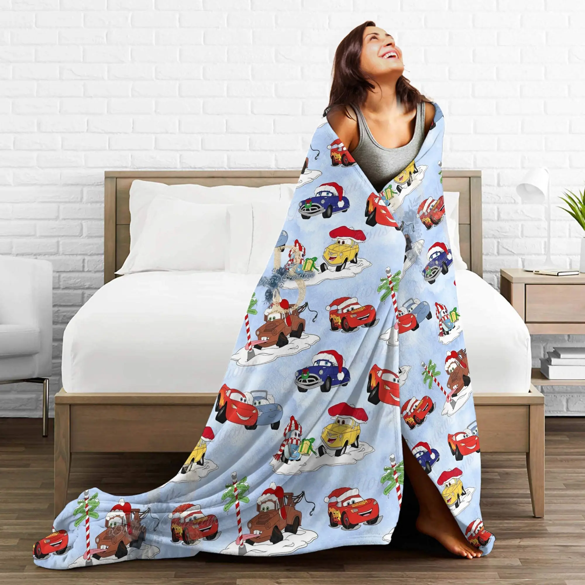 سيارات البرق ماكوين عيد الميلاد وصديق بطانية لينة الدافئة رمي بطانية الشتاء السفر الأريكة كرسي أريكة سرير رقيق المفرش #4