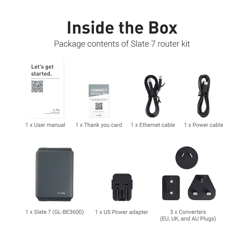 GL.iNet GL-BE3600 (لوحة 7) Enrutador Wi-Fi 7، puertos duales de 2,5 G، pantalla tactil، punto de acceso para juegos de3570 Mbps