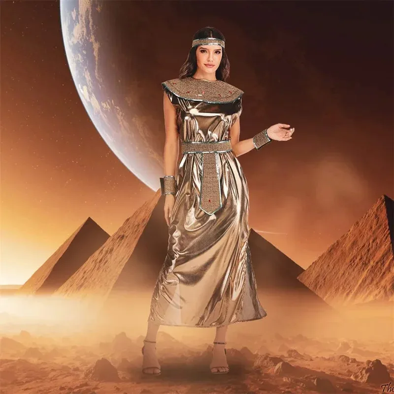 Sky01 Vrouwen Oude Egyptische Godin Cosplay Jurken Volwassen Halloween Farao Kostuum Carnaval Pasen Purim Fancy DressSd01$
