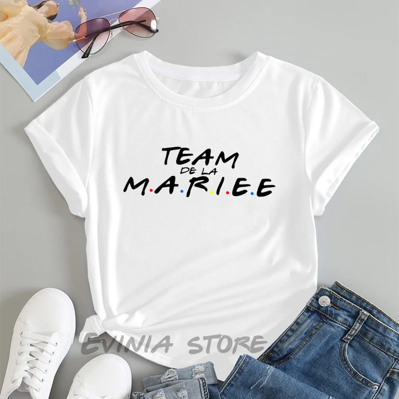 La Mariee French shirts Team Bride Bridesmaid matching T-shirts Bridal Party tops EVJF tshirt for bride team bridal shower gifts