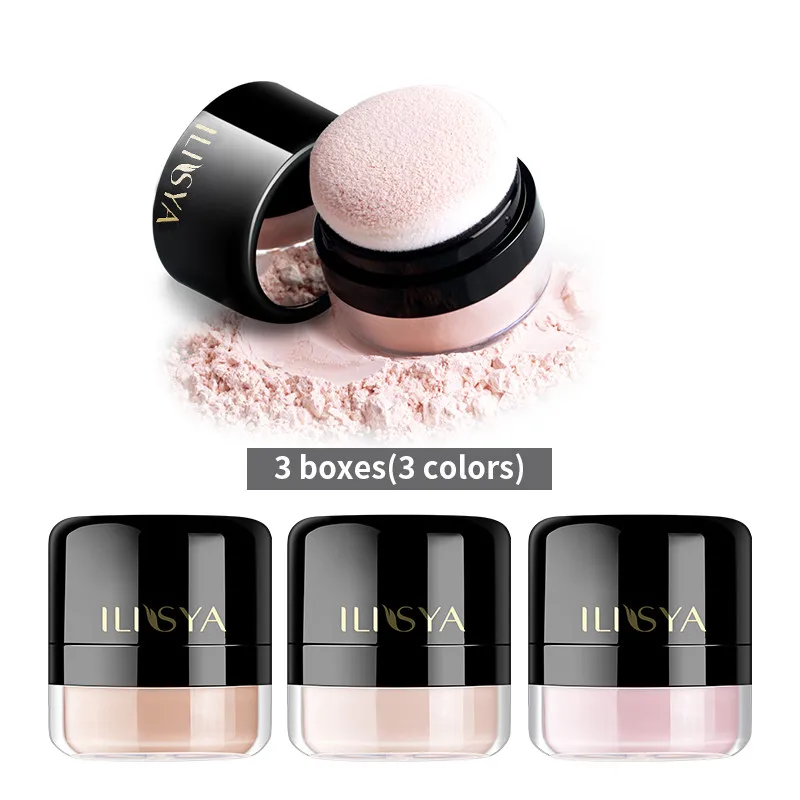 3 Boxes Makeup Setting Loose Powder With Powder Puff Waterproof Makeup Long-lasting Oil Control Concealer Skincare Sets