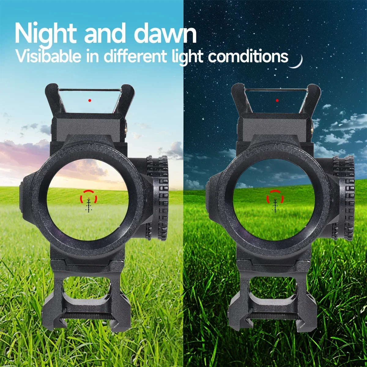 5X Magnifier Mini Adjustable Rifle Gun Scope Optics Hunting Collimator Scopes Reticle Holographic Sight for 20mm Rail Mount