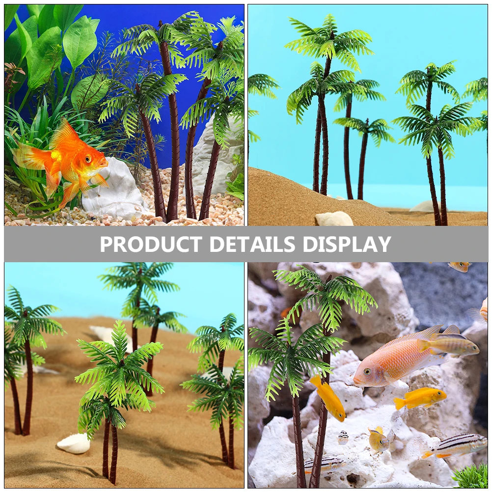 

30pcs Simulated Coconut Tree Miniature Plant Model for Fish Tank Décor Plastic Palm Bonsai Sand Table Layout Scenery Miniature