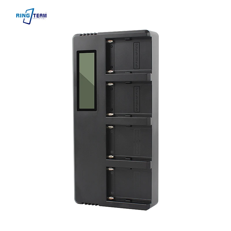 4 Slots Smart Fast Charger Compatible with Sony NP-F970 for Camcorder LED Light - Rechargeable Battery Charger with LED Display