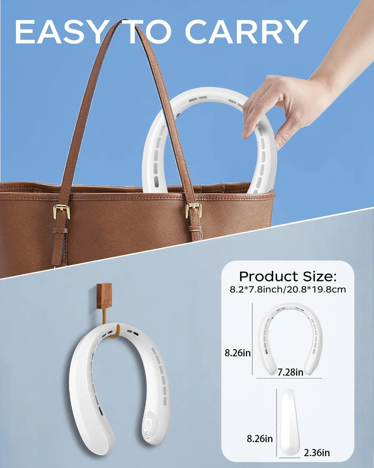 2026 New Upgrade Neck Fan, Portable Fan Around Neck, 5200mAh Battery Operated Wearable Personal Fan With USB Rechargeable, 3 Win
