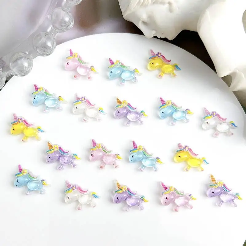 

Random Mixed Candy Color Unicorn Nail Charms Cartoon Cute Resin Animals Nail Art Decoration Accessories for DIY Manicure Crafts