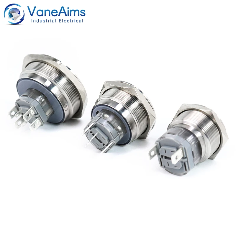25mm 30mm 40mm Metal Button Switch 15A High Current 220V 24V 12V Reset Self-locking Waterproof Button Power Start Switch On Off