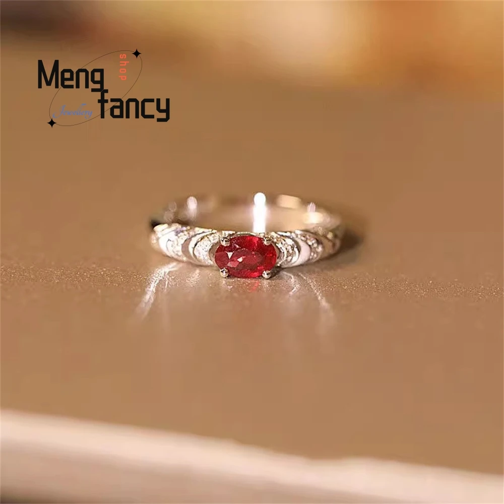 

Light Luxury Design The Pigeon Blood Red Gemstone Diamond Ring Is Fashionable Elegant And Adjustable Fashion Jewelry Exquisite