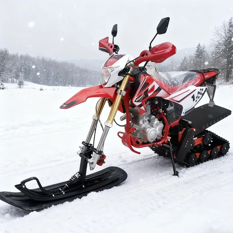 300CC   All Terrain Snowmobile, 2-Wheel Ski Vehicle, Off-Road Motorcycle, Track ATV for Winter Sports, Snow Travel