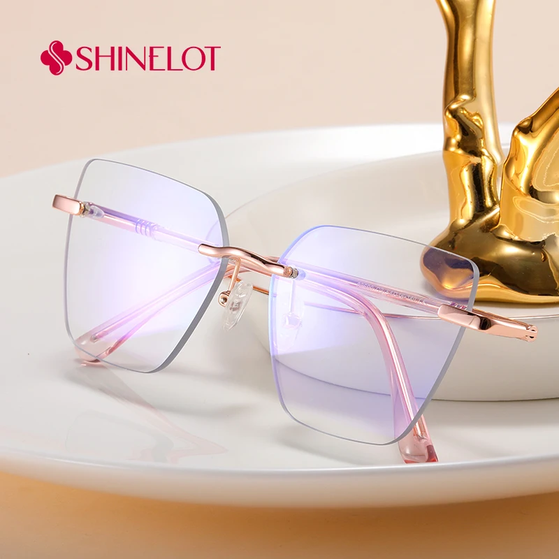 

83600 Cute Cat Eye Frameless Eyeglasses Frame Rimless Eye Protection Eyewear Modern Lady Trendsetters Party Glasses
