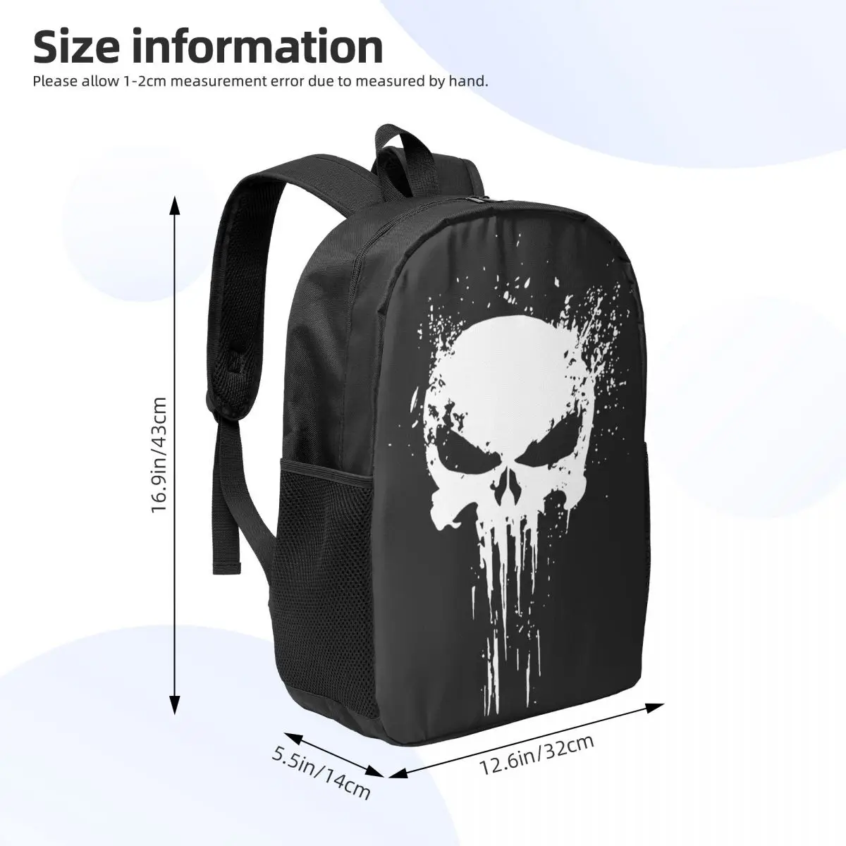 Zaino scheletro Punisher personalizzato per ragazze ragazzi Skull Bone College School borse da viaggio donna uomo Bookbag adatto a Laptop da 15 pollici