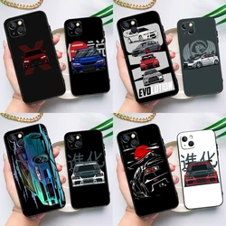 JDM Car Evo Phone Case For iPhone 16 15 14 Pro Max 11 13 12 Mini X XR XS Max Plus Cover Capa