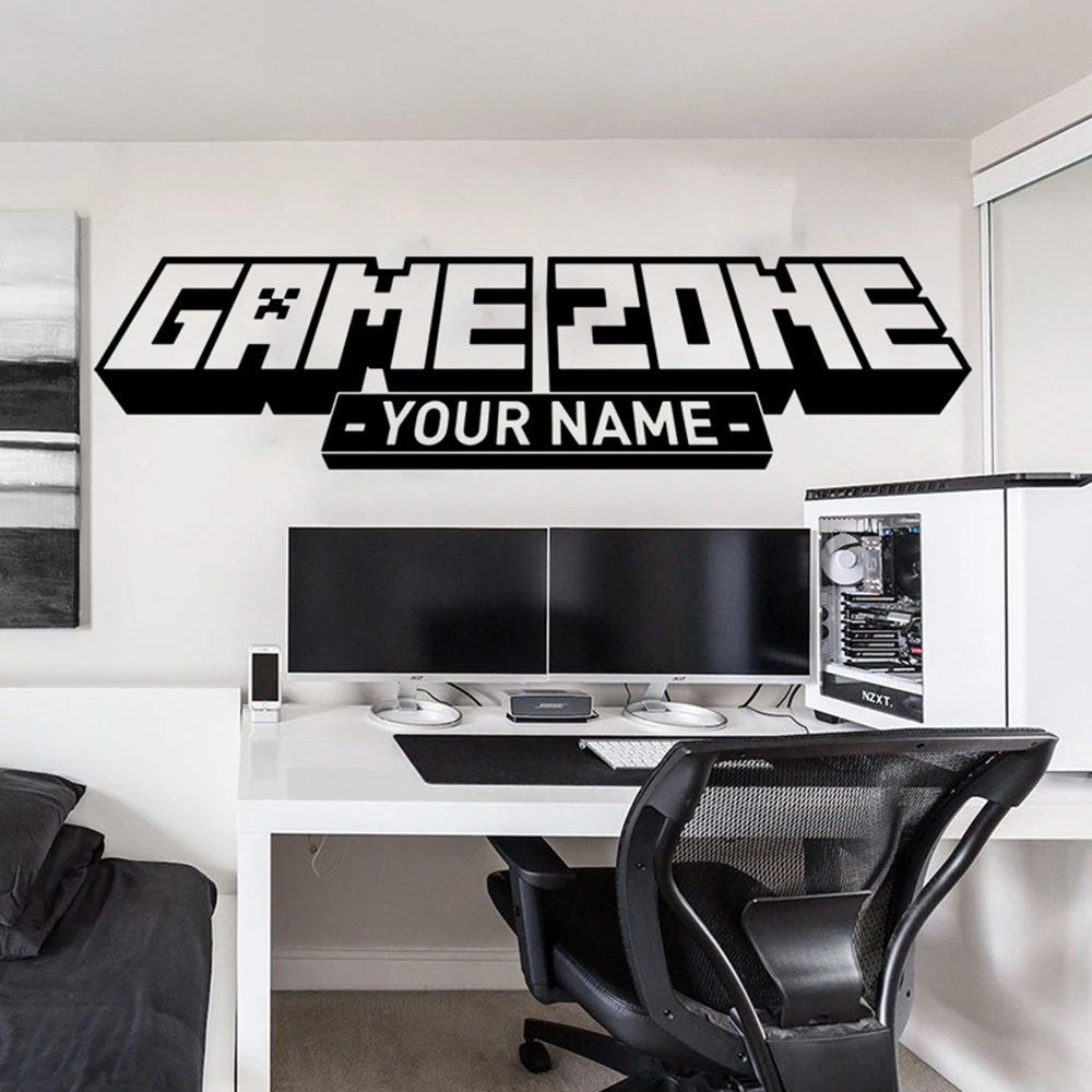 Personalized Name Game Zone Wall Decal Playroom Custom Video Gaming Gamer Xbox Ps Wall Sticker Gameroom Teen Vinyl Home Decor