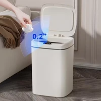 1 Pack Smart Motion Sensor Trash Can Touchless With Lid, Plastic Slim Compact Smart Garbage Bin, Minimalist Seamless Cover Low Voltage Operation Hygienic Waste Solution For Home Kitchen Bathroom Office Outdoor 5