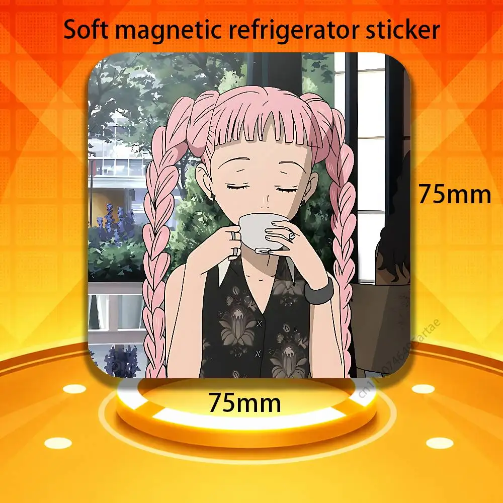 Miwako P-Paradise K-Kiss Button Black Square Plastic Fridge Magnet, for Magnetic, No Trace Left, Durable, Smooth and Textured