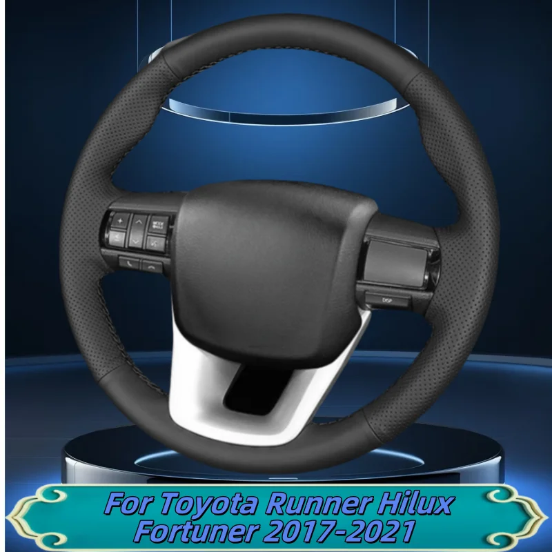 

Car Steering Wheel Cover Hand-Sewn Microfiber Leather For Toyota Runner Hilux Fortuner 2017-2021 Car Interior Accessories ﻿