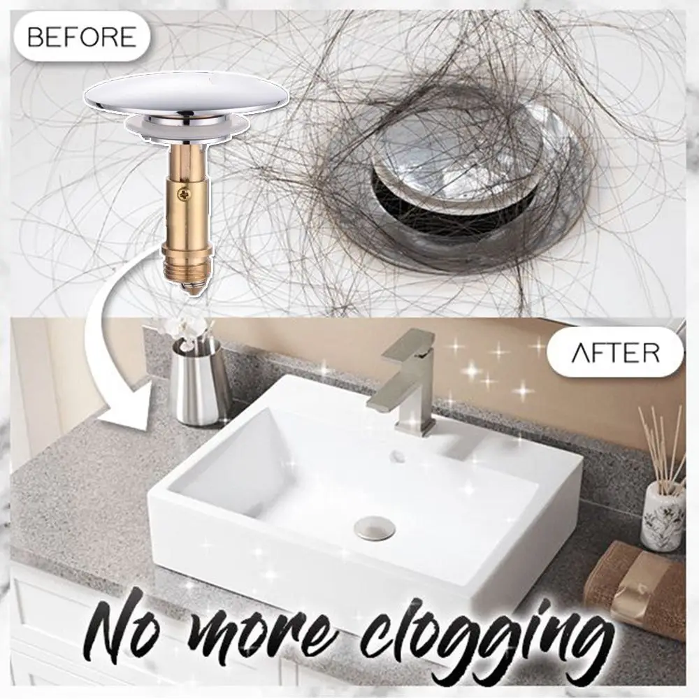 High Quality Material Explosion-proof Wash Basin Bounce Drain Filter Sink Drain Plug Push Up and Down Size Sink Drain Stopper