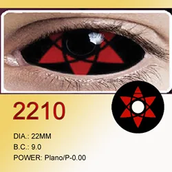 22mm Red Sclera Soft Contacts Lenses Plano Halloween Ninja Anime Glasses for Women Men Accessories CL2210