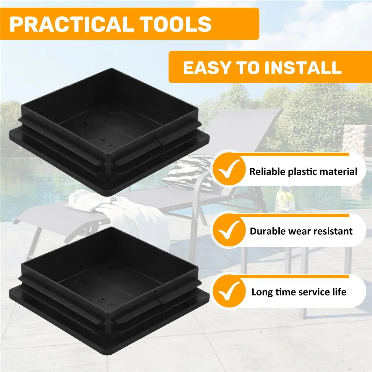 80mm x 80mm Square Plastic Caps Pipe Tube Inserts End Plug 2 Pieces-A10G