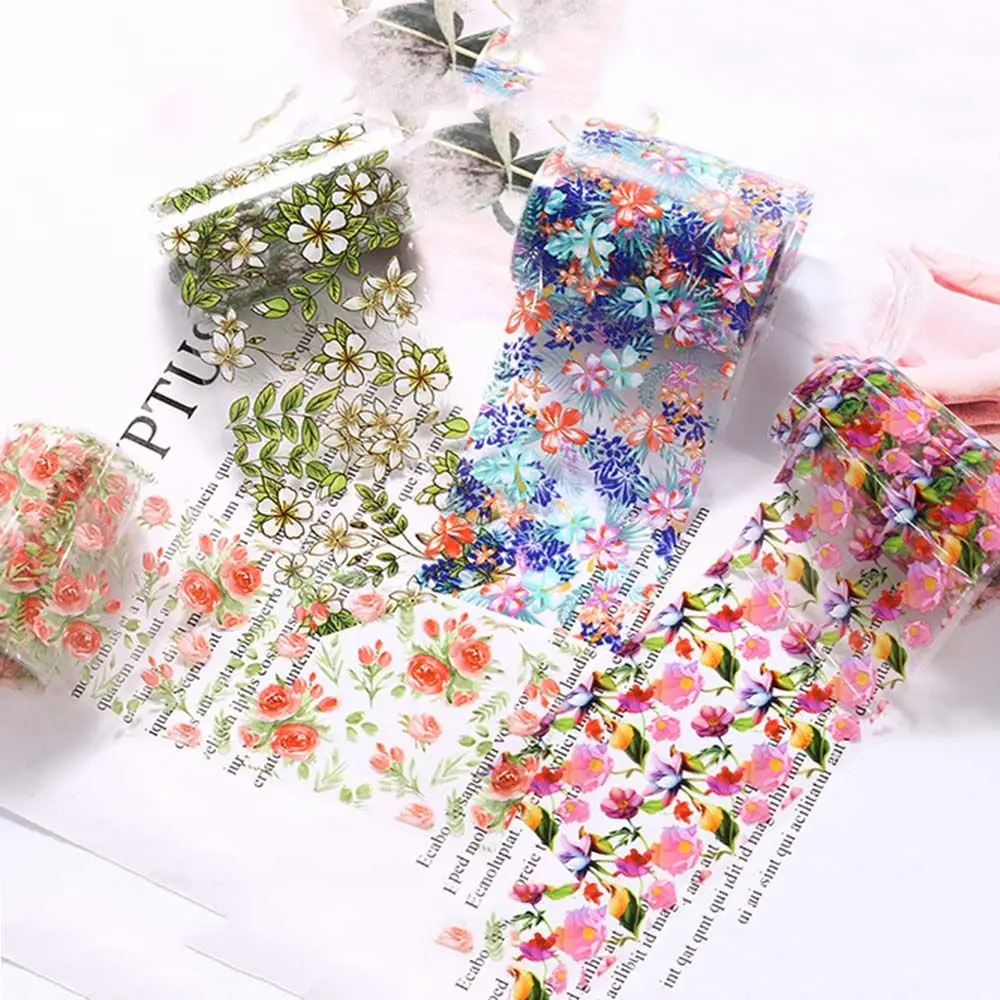 Art Accessories DIY Nail Art Manicure Floral Nails Stickers Transfer Paper Decals Flower Nail Foils Holographic Nails Decals