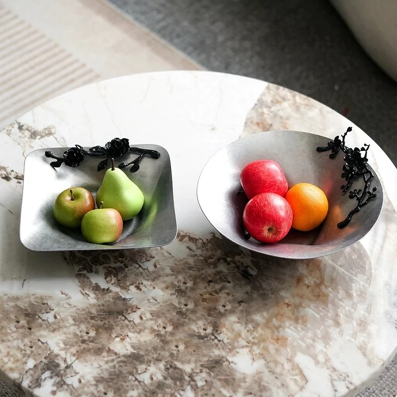 Minimalist Rectangular Metal Decorative Bowl Storage Tray Desktop Small Object Organizer Box Dressing Table Cosmetics Plate