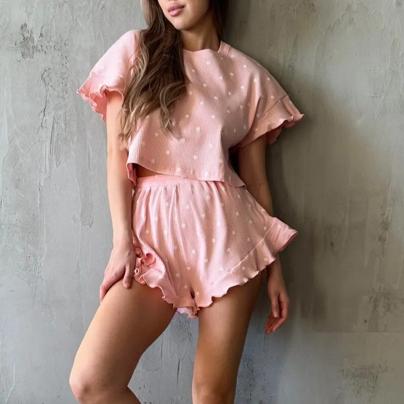 

Women's Casual Printed Set ort Sve round Ne ort Pants Spwear Two-Piece Polyester Viscose Comfortable Home Clothes