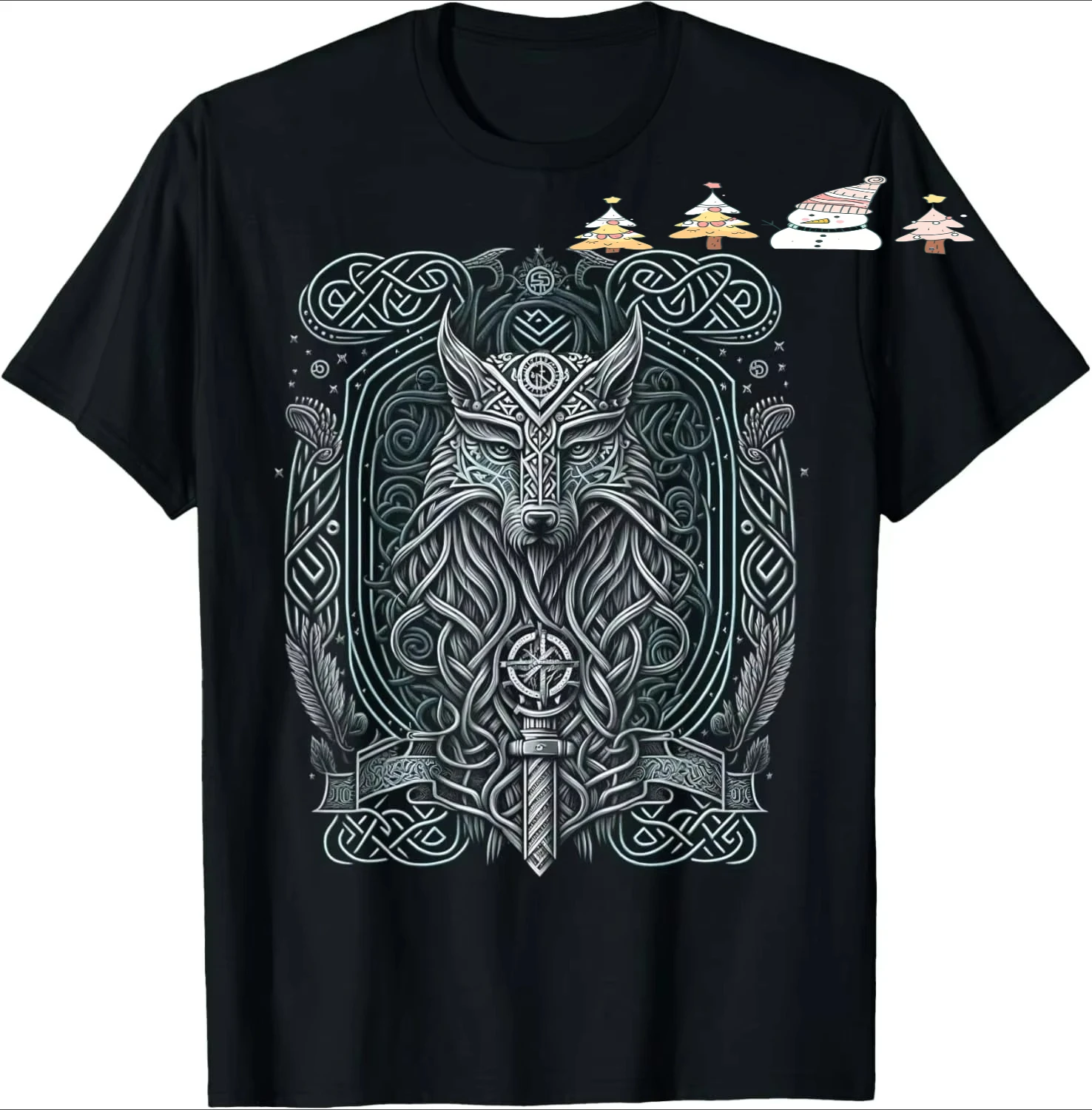 Odin's Wolf Northman Valhalla Norse Mythology T-Shirt 100% Cotton O-Neck Short Sleeve Summer Casual Mens T-shirt Streetwear