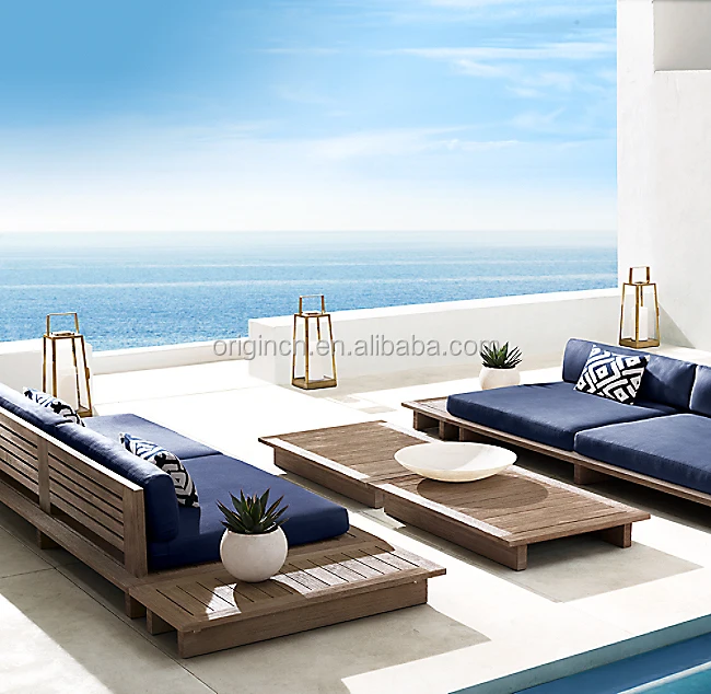 

Garden Long-Lasting Outdoor Furniture Comfortable Weathered Teak Wooden Sofas Set