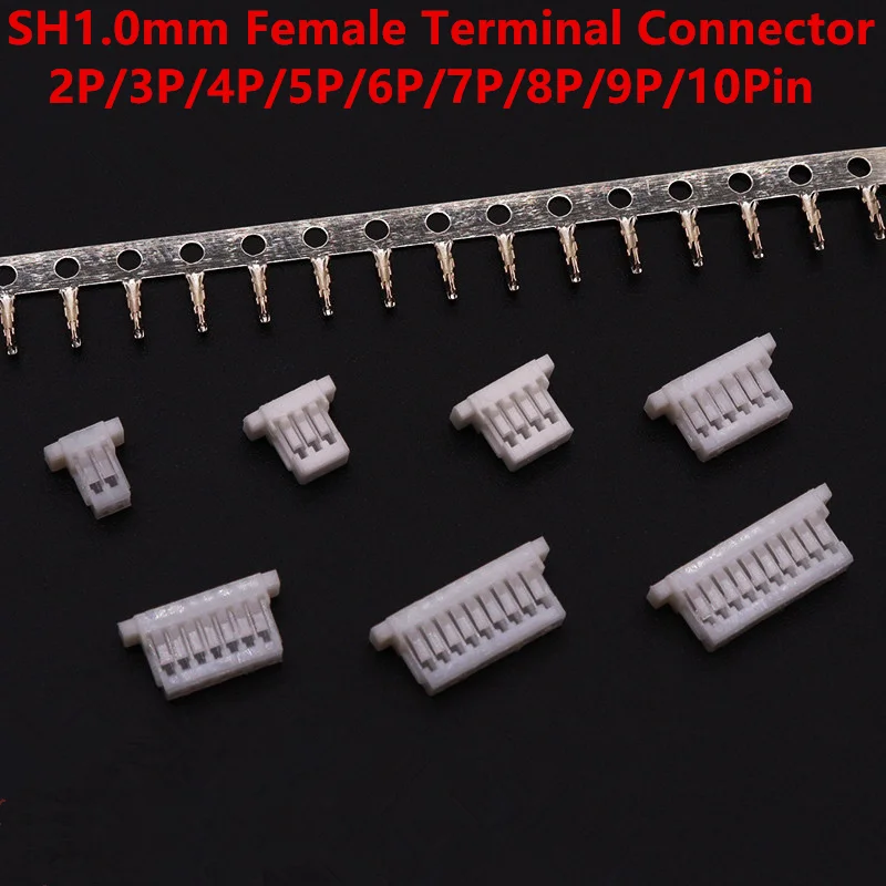 50Pcs/LOT JST SH 1.0 Female Material SH1.0 1mm Pitch Terminal Connector 2/3/4/5/6/7/8/9/10P Pin Leads Housing Shell Housing SH-Y