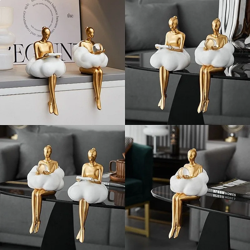 Creative Cloud Edge Girl Figurine Desktop Decor for Office Living Room TV Cabinet home decoration accessories